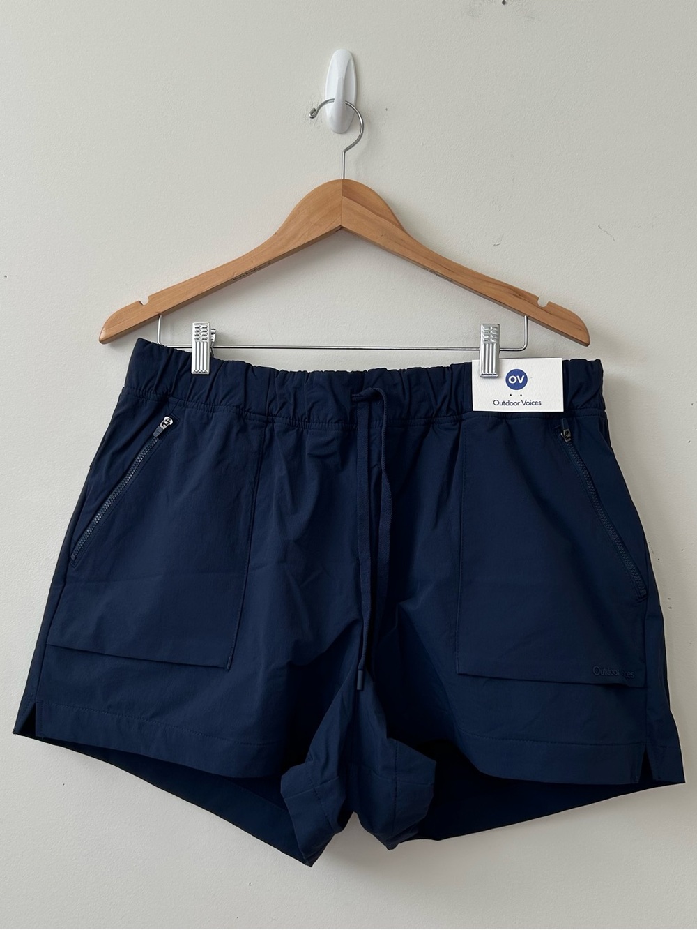 Outdoor Voices Women’s Blue Athletic Shorts 2XL Nylon Spandex Drawstring Pockets